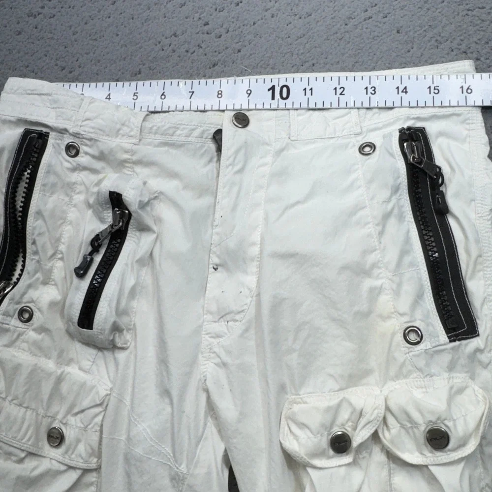 RLX Ralph Lauren Parachute Pants Womens 31R White‎ Convertible Cargo Y2K